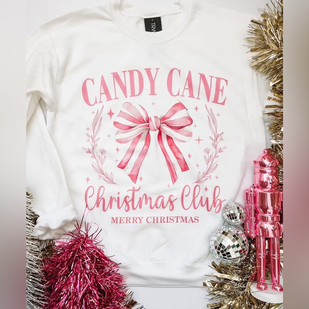 Candy cane Christmas club gray Long Sleeve Tee size medium